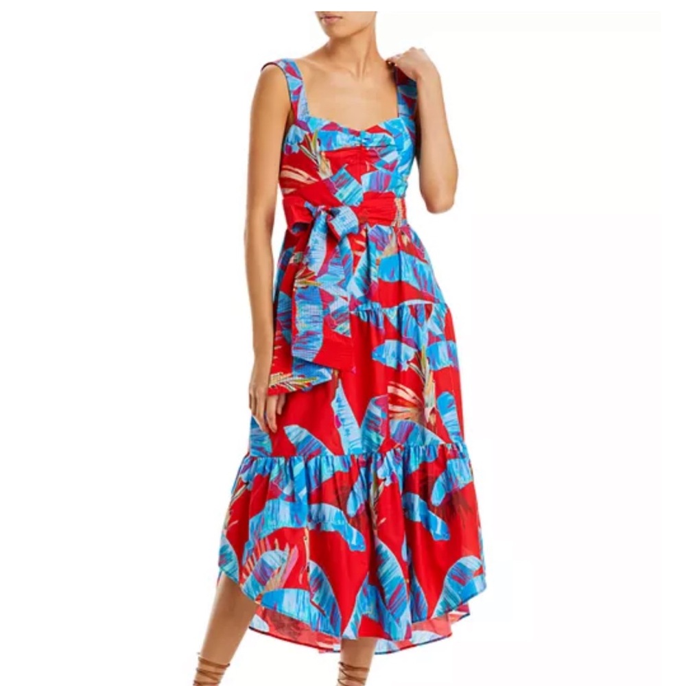 FARM Rio Red and Blue Tropical Dress
